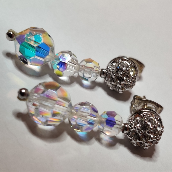 Swarovski Earrings 14K Gold Studs Swan Logo - Picture 10 of 10